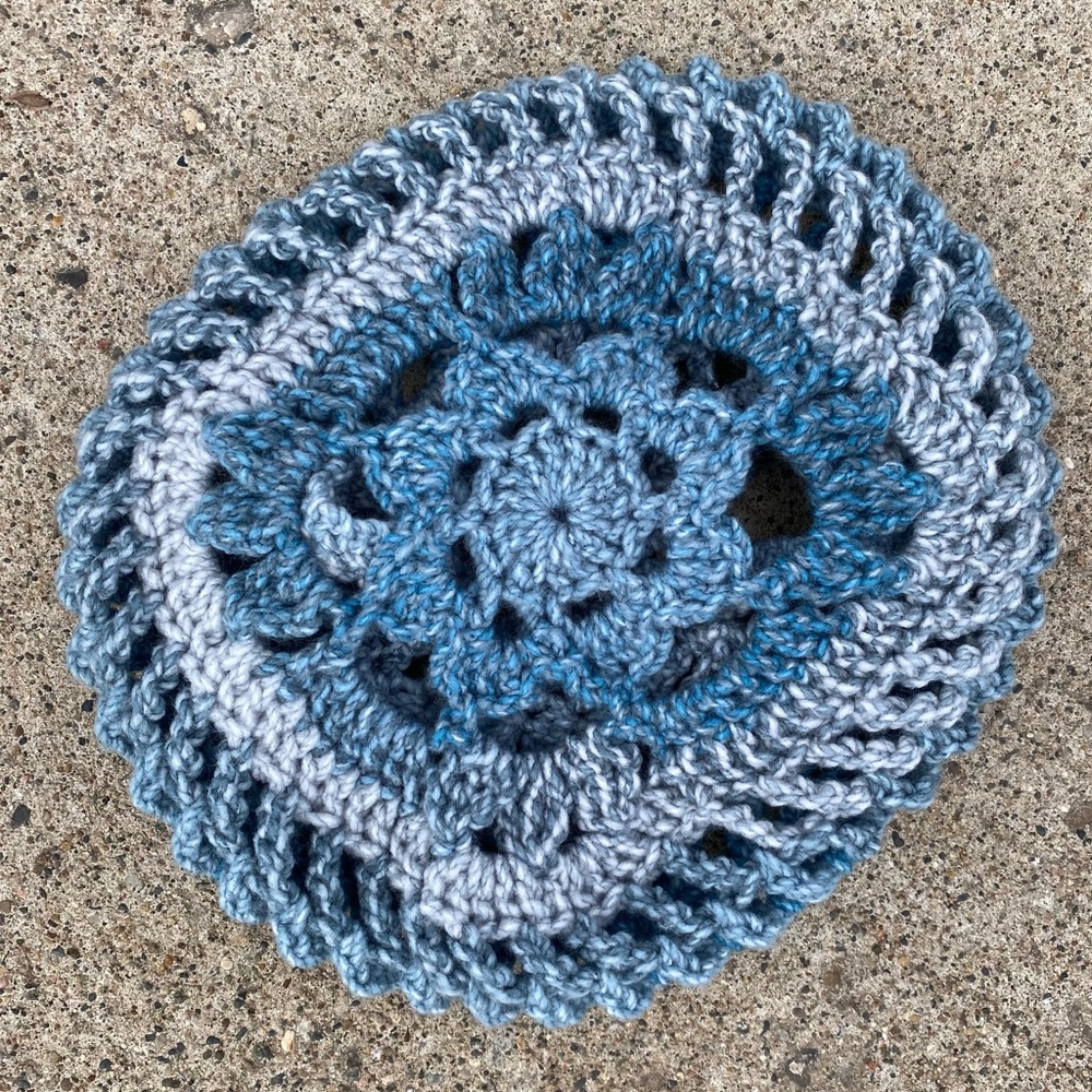 Oversized Floral Crochet Slouchy Hat